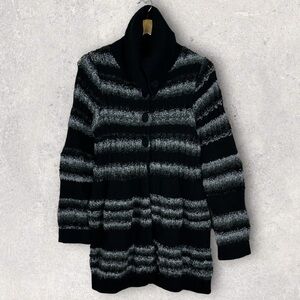 Parkhurst Canada Knit Cardigan Sweater Jacket Black Shacket Long Duster Knit Med